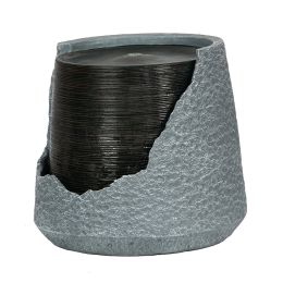 18"Tall indoor & outdoor Broken Urn Polyresin Fountain Chic Dynamic Modern design with Light for Lawn or Garden - as Pic