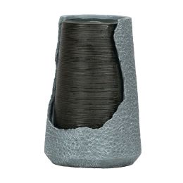 26" High Outdoor Water Fountain with Light Modern Chic Design Polyresin Water Feature with Light for Garden - as Pic