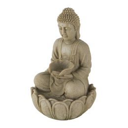 14 inches Sandstone Water Fountain Buddha Design Water Feature for Lawn & Garden - as Pic