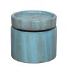17"Tall Cylindrical Shape Fountain Green Finish Contemporary Water Feature with Light for Patio or Garden - as Pic