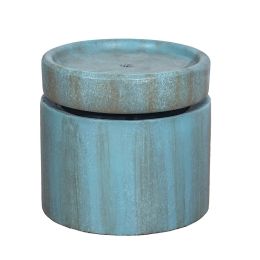 17"Tall Cylindrical Shape Fountain Green Finish Contemporary Water Feature with Light for Patio or Garden - as Pic