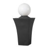 49inches Outdoor Curved Ball Fountain with Lights Modern Design Cement Water Feature for Garden or Patio - as Pic