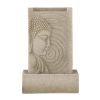 Indoor&Outdoor Water fountain Buddha design Polyresin Garden Lawn With LED Light - as Pic