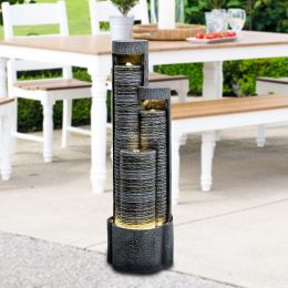 Burkeville Resin Outdoor Fountain With Light For Patio Garden - as Pic