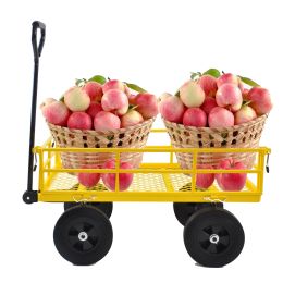Tools cart Wagon Cart Garden cart trucks make it easier to transport firewood (Yellow colour) - as Pic