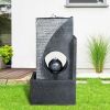 24.4inches Cascading Water Fountain with Led Lights Indoor/Outdoor Modern Sphere &amp; Column Water Feature for Office Home Garden Patio Decor - as Pi