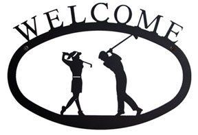 Two Golfers - Welcome Sign Small - WEL-156-S