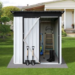 Metal garden sheds 5ftx3ft outdoor storage sheds White+Black - as Pic