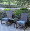 3 Piece Wicker Patio Furniture Sets;  Outdoor Wicker Rocking Chairs Patio Bistro Set;  Rattan Chairs Patio Furniture Set for Porch Lawn Poolside Backy