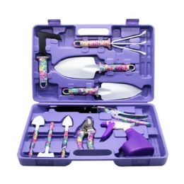 Garden Tool Set Household Soil Loosening Shovel Planting Hand Tool Set - Purple - 10 Pcs