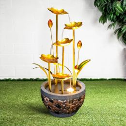 Metal Leaves indoor/Outdoor water Fountain Multi-Tiered Garden Water Feature - as Pic