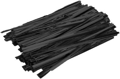 1000 Pack of 4" Twist Ties for Bags; Twist Ties for Cords. Foil Coated Plastic Black Twist Ties. Reusable Twist Ties Bendable; Strong Plastic Wire Twi