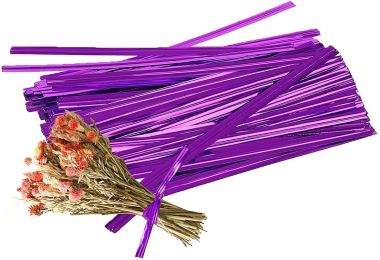 1000 Pack of Glossy Purple Twist Ties. 4" Bag Ties by Amiff. Foil Twist Ties for Cellophane Bags and Party Bags. Foil Coated Ties. Bendable Multi-Func