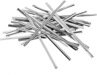 1000 Pack of Glossy Silver Twist Ties 4" Bag Ties Metalic Foil Twist Ties for Cellophane Party Bags; Foil Coated Ties; Bendable Multi-Function Strong
