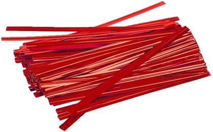 1000 Pack of Glossy Red Twist Ties 4" Bag Ties; Metalic Foil Twist Ties for Cellophane Bags and Party Bags. Foil Coated Ties; Bendable Multi-Function