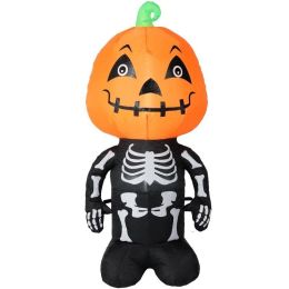 Garden Lawn Pumpkin Head Skeleton Man Inflatable Halloween Decoration - Black - 50 in