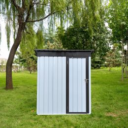 Metal garden sheds 5ftx3ft outdoor storage sheds White+Black - White