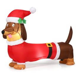 5 Feet Inflatable Christmas Dog with LED Lights - as show