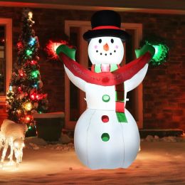 6 Feet Inflatable Christmas Snowman with LED Lights Blow Up Outdoor Yard Decoration - as show