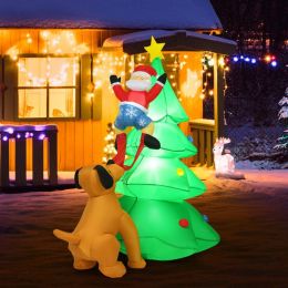 6.5 Feet Outdoor Inflatable Christmas Tree Santa Decor with LED Lights - as show