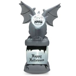 Happy Halloween Inflatable Spoof Ghost Yard Decoration With LED Lights - Grey - 8.2 FT