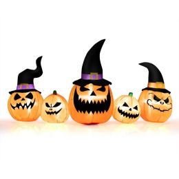 Happy Halloween Inflatable Spoof Ghost Yard Decoration With LED Lights - Orange - 8 FT