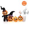 Happy Halloween Inflatable Spoof Ghost Yard Decoration With LED Lights - White & Pumpkin - 7.5 FT