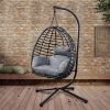 Outdoor Rattan Hanging Oval Egg Chair in Stock - Grey