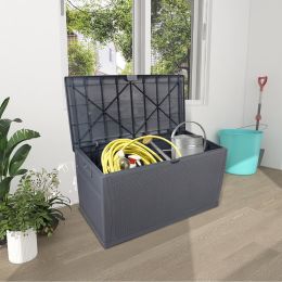 120gal 460L Outdoor Garden Plastic Storage Deck Box Chest Tools Cushions Toys Lockable Seat Waterproof - Grey