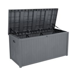 Free shipping 113gal 430L Outdoor Garden Plastic Storage Deck Box Chest Tools Cushions Toys Lockable Seat Waterproof  YJ - grey