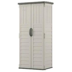 Outdoor Heavy Duty 22 Cubic Ft Vertical Garden Storage Shed in Taupe Grey - SDMCES1598751