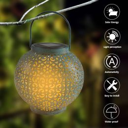 Free shipping LED F8 Straw Hat Lamp Beads Solar Light Control Automatic Induction Garden Decoration Lamp IP65 Outdoor Waterproof Garden Retro Iron Lam