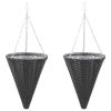 Hanging Flower Baskets 2 pcs Poly Rattan Black - Black