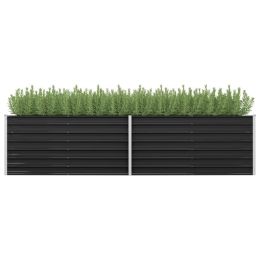 Garden Raised Bed Anthracite 126"x31.5"x30.3" Galvanized Steel - Anthracite