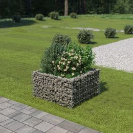 Gabion Raised Bed Galvanized Steel 35.4"x35.4"x19.7" - Silver