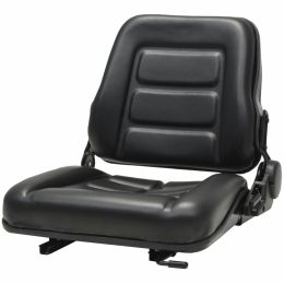 Forklift & Tractor Seat with Adjustable Backrest Black - Black