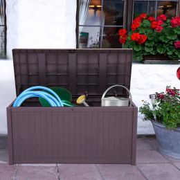 113 Gallon 430L Outdoor Garden Plastic Storage Deck Box for Patio Furniture Outdoor Cushions, Throw Pillows, Garden Tools and Pool Toys, Graphite Wate