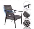 [Dropshipping] 5 Piece Patio Dining Set Outdoor Furniture, Wicker Mid-Century Modern Design Dining Chair Set with 46 inch Round Mosaic Tile Top Alumin