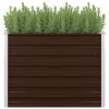 Raised Garden Bed Brown 39.4"x39.4"x30.3" Galvanized Steel - Brown