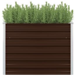 Raised Garden Bed Brown 39.4"x39.4"x30.3" Galvanized Steel - Brown