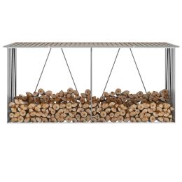 Garden Log Storage Shed Galvanized Steel 129.9"x33.1"x59.8" Brown - Brown