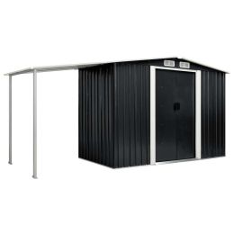 Garden Shed with Sliding Doors Anthracite 152"x51.6"x70.1" Steel - Grey