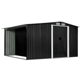 Garden Shed with Sliding Doors Anthracite 129.7"x102"x70.1" Steel - Grey