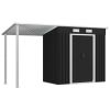 Garden Shed with Extended Roof Anthracite 136.2"x47.6"x71.3" Steel - Grey