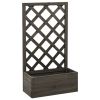 Garden Trellis Planter Gray 19.7"x9.8"x35.4" Solid Firwood - Grey
