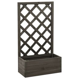 Garden Trellis Planter Gray 19.7"x9.8"x35.4" Solid Firwood - Grey