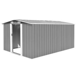 Garden Shed 101.2"x154.3"x71.3" Metal Gray - Grey