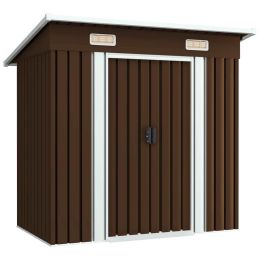 Garden Storage Shed Brown 76.4"x47.6"x71.3" Steel - Brown