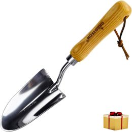 Gardtech Garden Trowels with Wooden Handle;  Stainless Steel Garden Hand Shovel;  Garden Spade;  Gardening Hand Tools for Transplanting Digging Weedin