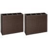 Garden Raised Bed with 4 Pots 2 pcs Poly Rattan Brown - Brown